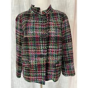 Talbots Womens Tweed Jacket Blazer Size 6 Multicolor Wool Blend Career Academia
